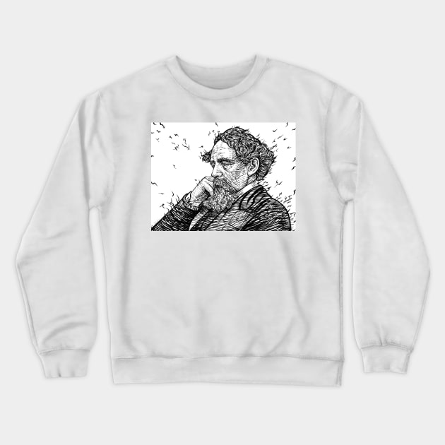 CHARLES DICKENS - ink portrait .1 Crewneck Sweatshirt by lautir